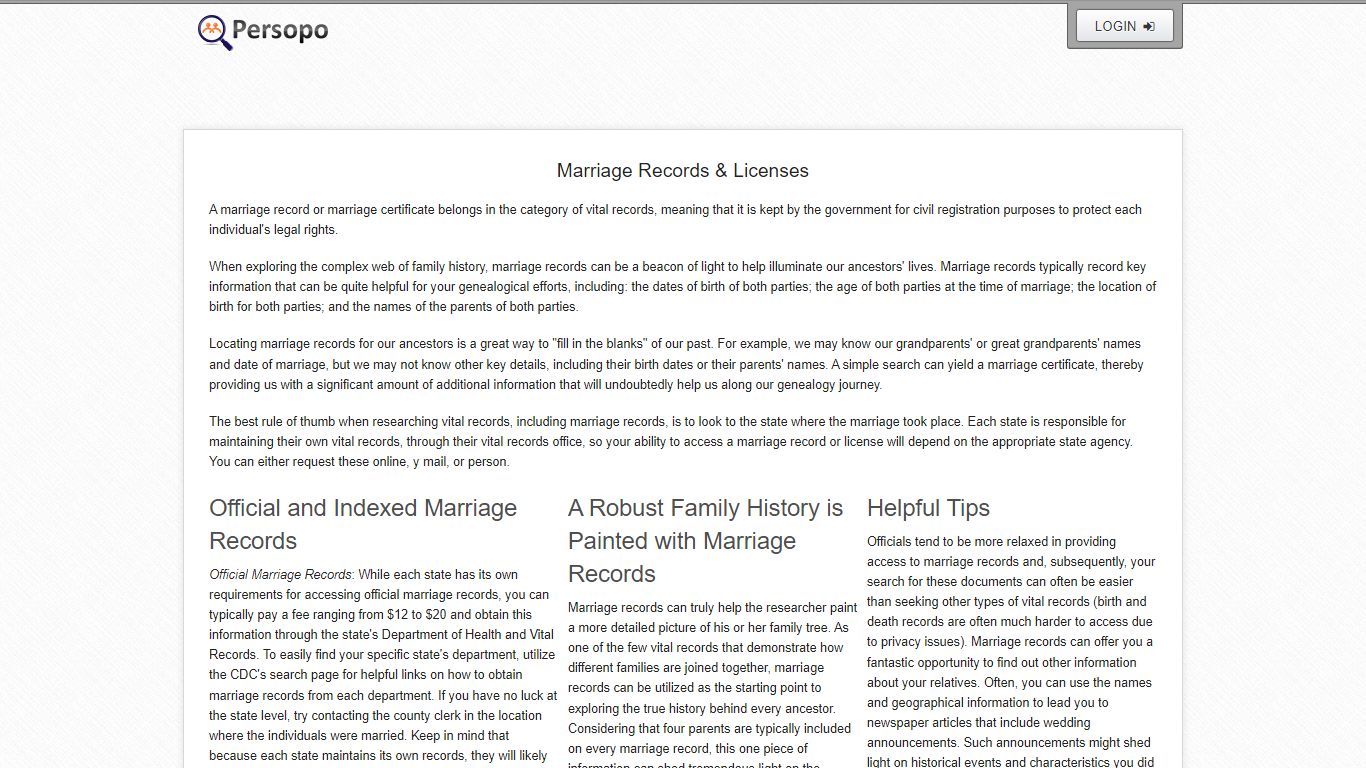 Marriage & Divorce Records - Persopo - People Search, Background ...